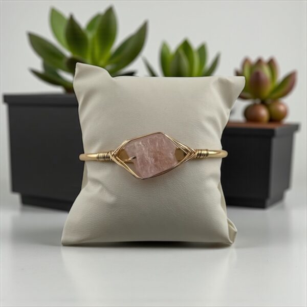 Rose Quartz Cuff Bracelet– Love That Heals - Image 3