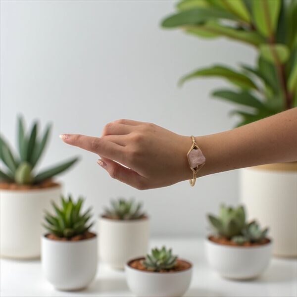 Rose Quartz Cuff Bracelet– Love That Heals - Image 4