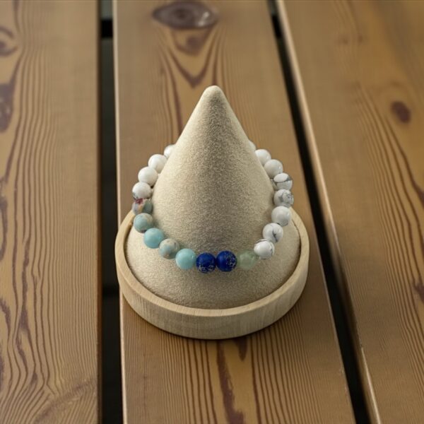 Calm Momentum  Stones: Howlite + Green Aventurine + Lapis Lazuli + Amazonite + Impression Jasper (For stress reduction, clear decisions, and creative flow) - Image 3
