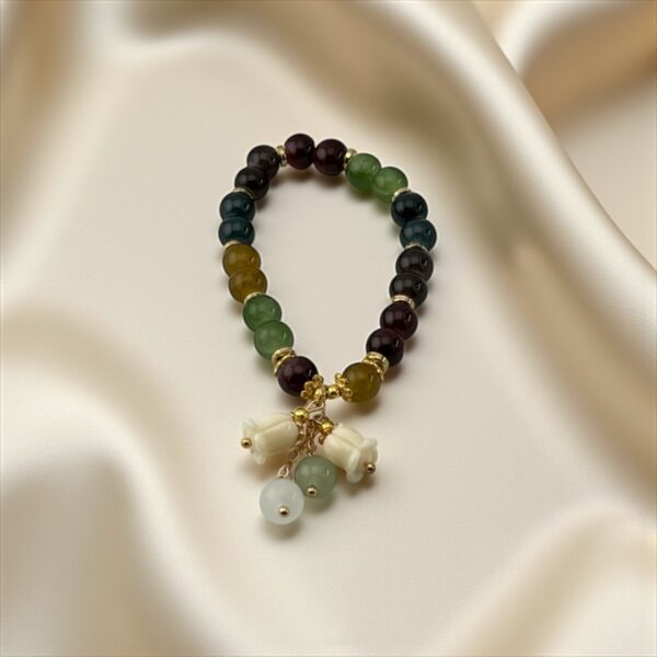 Fortune Bloom  Stones: Green Aventurine + Tiger Eye + Red Agate + Black Onyx + Mother-of-Pearl (For wealth attraction, opportunity, and protective confidence) 1