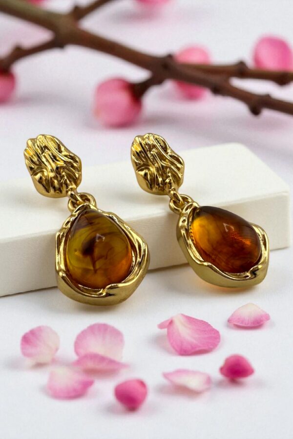 Amber Earrings - Golden Flame Drops - Image 3