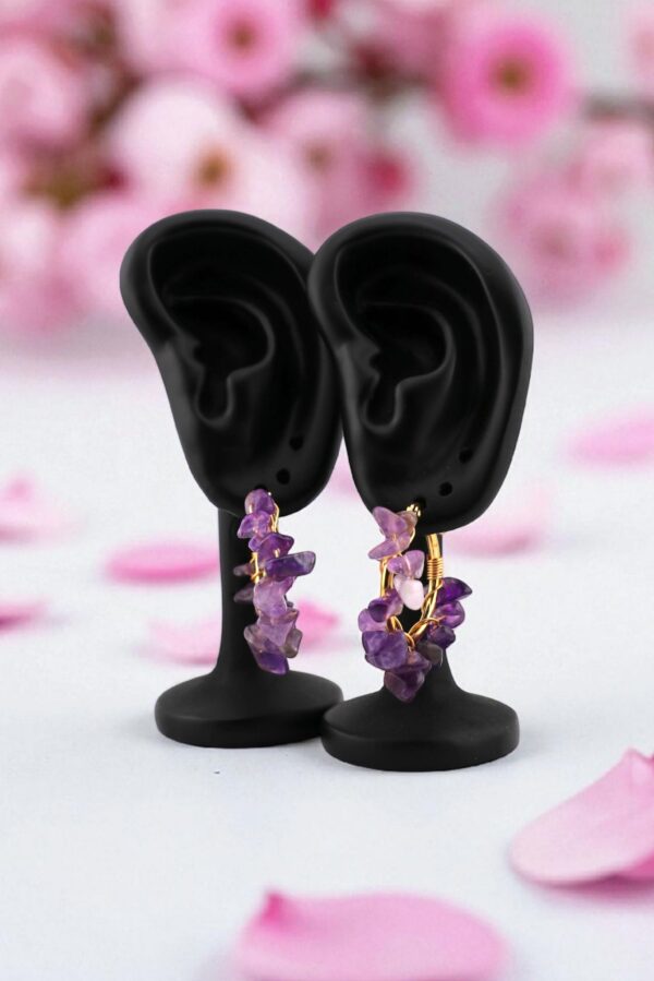 Amethyst Hoop Earrings - Violet Aura Hoops