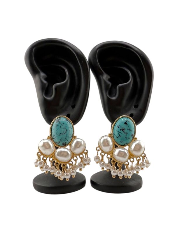Turquoise Pearl Royal Studs – Calm Within Glamour - Image 3