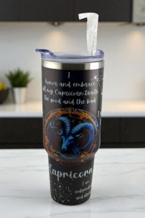 Majestic Capricorn Zodiac Tumbler – Rooted in Strength, Rising in Wisdom