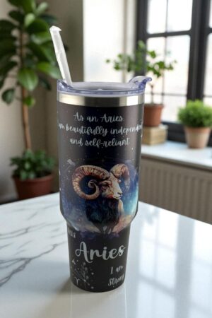 Fiery Aries Zodiac Tumbler – Bold, Brave, Unstoppable