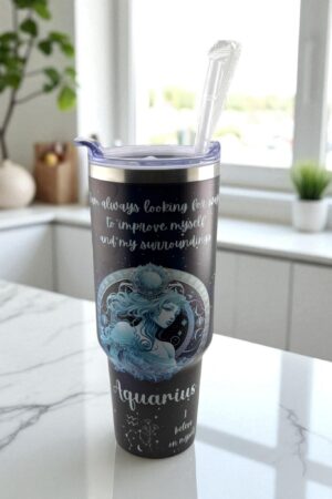Celestial Aquarius Zodiac Tumbler – Evolve Beyond Limits
