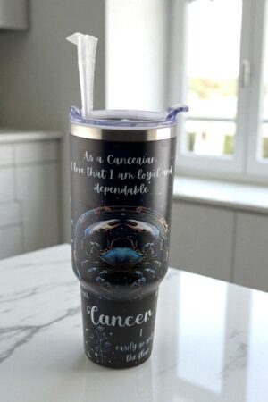 Cosmic Cancer Zodiac Tumbler – Flow with Feeling