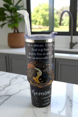 Celestial Gemini Zodiac Tumbler – Dual Soul, Singular Power