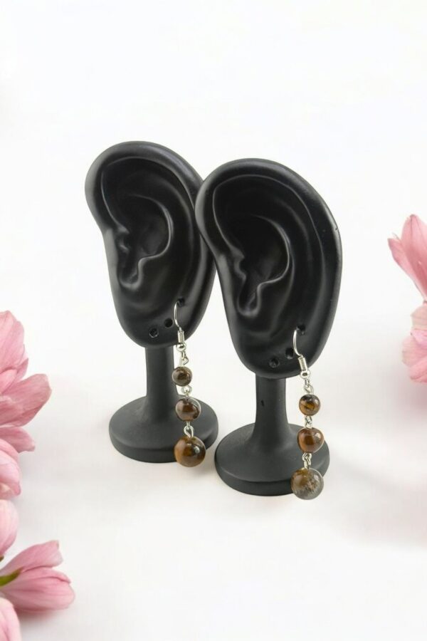 Warrior’s Gaze – Tiger Eye Dangle Earrings