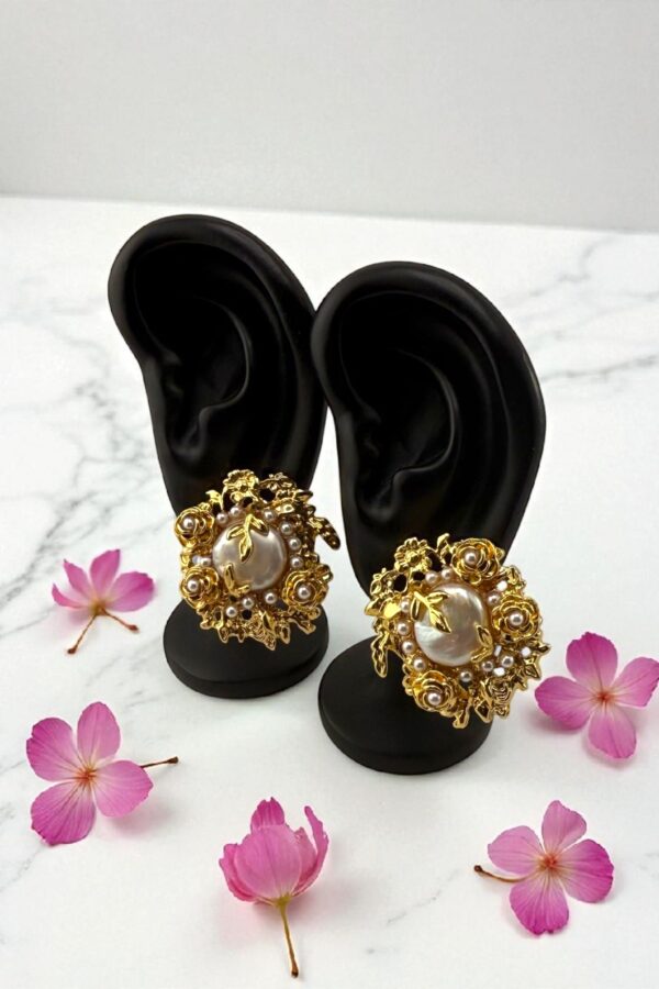 Royal Bloom – Vintage Pearl Statement Studs