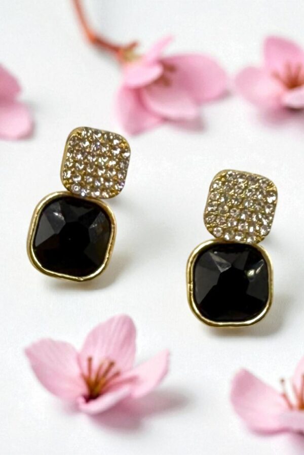 Midnight Luxe – Crystal Noir Drop Earrings - Image 2