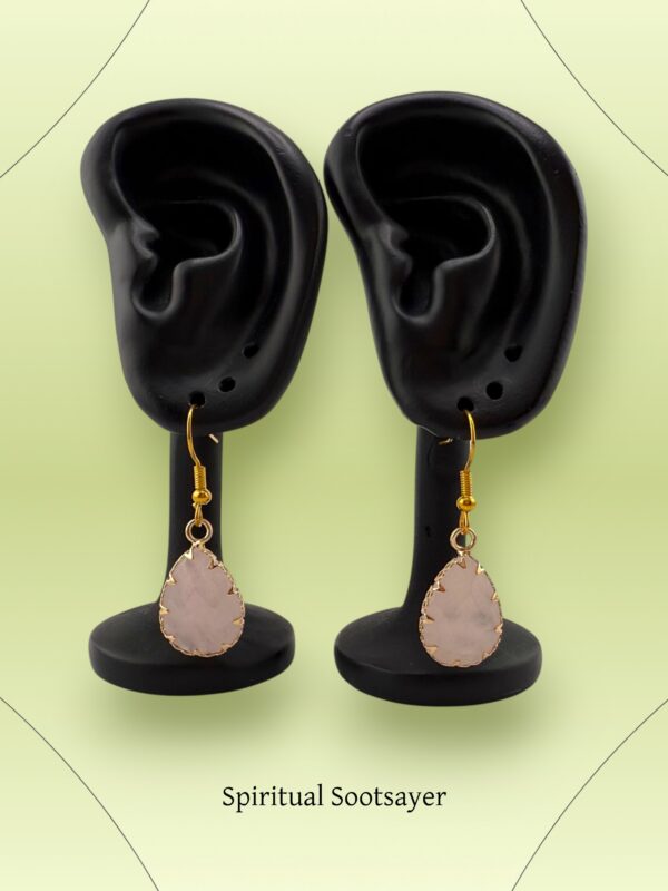 Blush Teardrop – Rose Quartz Elegance Earrings - Image 2