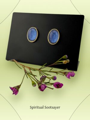 Celestial Calm – Blue Sandstone Oval Studs