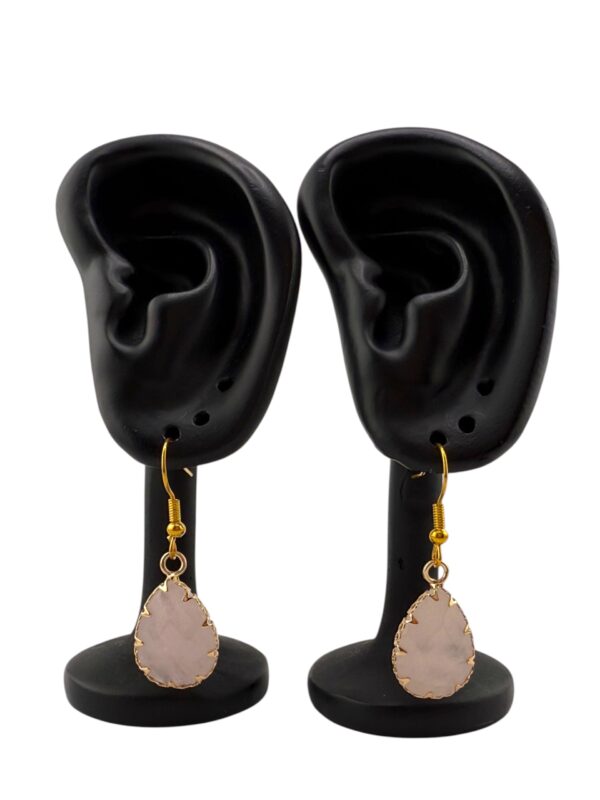 Blush Teardrop – Rose Quartz Elegance Earrings - Image 3