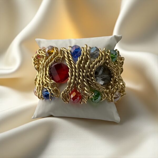 Royal Bloom Stone: Mixed Crystal Beads with Golden Wire Weave Purpose: Enhances attraction, amplifies magnetic presence, and empowers you to take the lead in love and luxury - Image 2