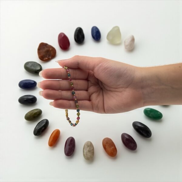 GemWhirl Stone: Multi-Tourmaline Beads with Gold-Toned Accents Purpose: Attracts joyful connections, multiplies social charm, and opens doors for new romantic or creative opportunities. - Image 4