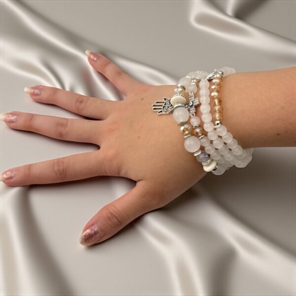 Celestial Guard Stone: White Jade, Clear Quartz, Champagne Agate Purpose: Wards off hidden jealousy, breaks the evil eye, and strengthens personal aura. - Image 2