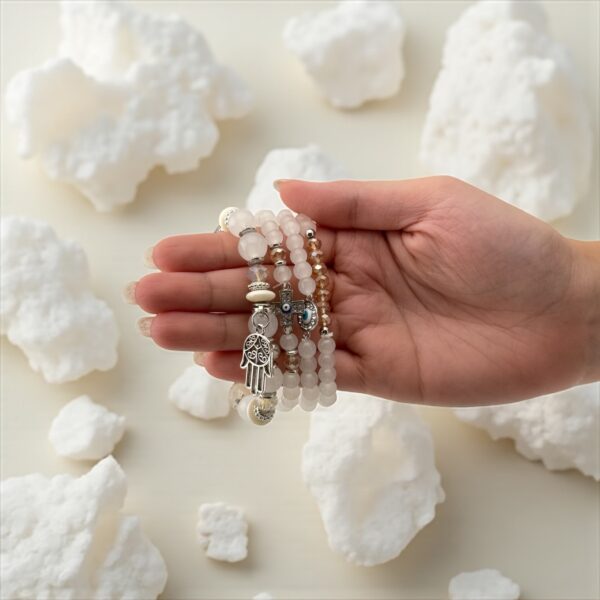 Celestial Guard Stone: White Jade, Clear Quartz, Champagne Agate Purpose: Wards off hidden jealousy, breaks the evil eye, and strengthens personal aura. - Image 4