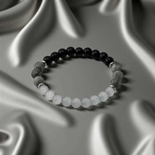 MonoGuard  Stones: Black Onyx + Picasso Jasper + White Cat’s Eye (For mental discipline, visual focus, and modern protection)