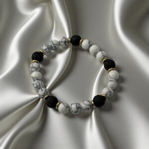 Shadow Calm  Stones: Howlite + Black Onyx (For stress relief, emotional balance, and energetic protection)