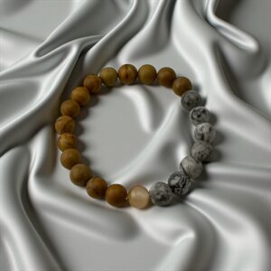 StoneRoot – 10mm Stones: Grey Jasper, Matte Tiger Eye Purpose: Stability, decision-making, inner stillness