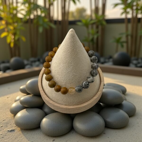 StoneRoot – 10mm Stones: Grey Jasper, Matte Tiger Eye Purpose: Stability, decision-making, inner stillness - Image 3