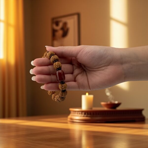 Agate Rudraksha seeds : Rudraksha with Red Agate Purpose: Energy, courage, and life vitality - Image 4