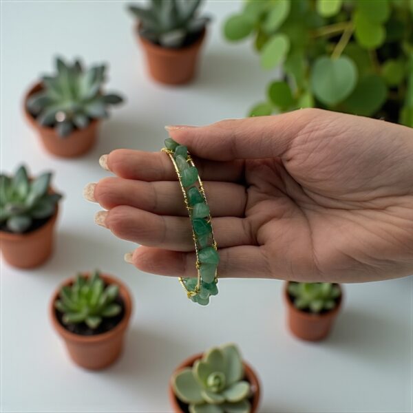 Jade Wealth Wire Cuff – Flow of Prosperity - Image 3