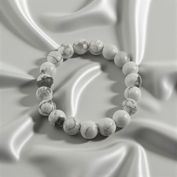 Howlite WhiteNoise – 10mm  Stone: Howlite (For anger control, reactive behavior, and emotional restraint)