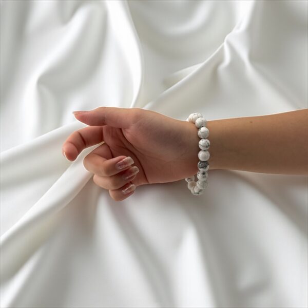 Howlite WhiteNoise – 10mm  Stone: Howlite (For anger control, reactive behavior, and emotional restraint) - Image 3